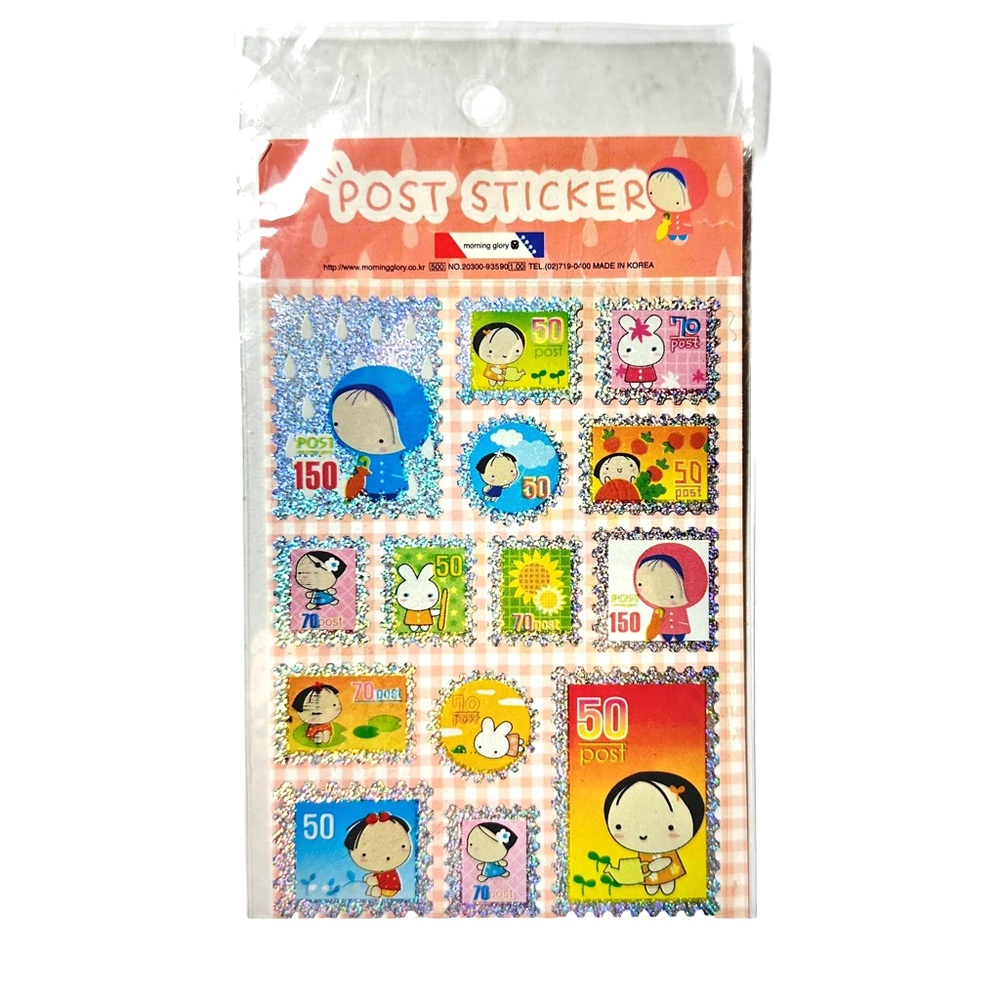 Vintage Morning Glory Korea Post Stickers Sticker Sheet Holographic Glitter